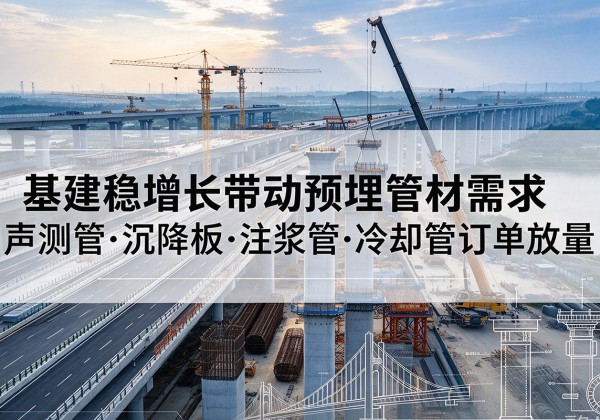 甘孜基建稳增长带动预埋监测管材需求，声测管、沉降板、注浆管订单持续放量